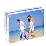 AMEITECH 5x7 Acrylic Photo Frame 2 Pack, Clear Magnetic Picture Frames, 10 + 10MM Thickness Stand in Desk or Table - Retail: $23
