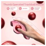 seenda Wireless Trackball Mouse, Bluetooth Ergonomic Rollerball Mouse Rechargeable Multi Devices USB/Bluetooth Connection Thumb Control Mice Compatible for Mac/Android/Windows Computers, Pink - Retail