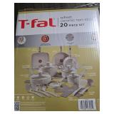 T-Fal Refresh Ceramic Pots and Pans Set, 20-Piece Nonstick Cookware Set, Stockpot, Griddle, Frying Pans, Utensils, Moon Grey - Retail: $150