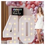 imprsv 4FT Marquee Numbers 40,DIY Light Up Numbers for 40th Birthday Decorations, Party Decorations,Anniversary Party Decor,Mosaic Number for Balloons Number 40,Pre-Cut Foam Board Kit - Retail: $60