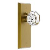 CEYMIO Glass Door Knobs for Interior Doors - Vintage Crystal Privacy Bedroom and Bathroom Door Knob with Lock - Diamond Cut Door Handle - Antique Brass Finish (1 Pack) - Retail: $70