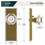 CEYMIO Glass Door Knobs for Interior Doors - Vintage Crystal Privacy Bedroom and Bathroom Door Knob with Lock - Diamond Cut Door Handle - Antique Brass Finish (1 Pack) - Retail: $70