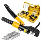 YUZES Hydraulic Crimping Tool 10 Tons, 12 AWG to 2/0 Battery Cable Crimper Tool with 9 Dies, Easy to Operate Hydraulic Wire Crimping Tool Kit for Wire Rope, Battery Cable Ends Ring Terminals - Retail: