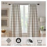 Elrene Home Fashions Brighton Windowpane Plaid Blackout Window Curtain, Living Room and Bedroom Drape with Rod Pocket Tabs, 52\ x 95\in, 1 Panel, Black - Retail: $42in