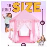 ORIAN Princess Castle Playhouse Tent for Girls with LED Star Lights  Indoor and Outdoor Large Kids Play Tent for Imaginative Games  ASTM Certified, 230 Polyester Taffeta. Pink 55\x53\in. - Retail: