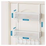 Aimeaihe Over The Door Hooks Organizer, Over Door Storage with 12 Coat Hooks and 2 Mesh Basket, Bathroom Door Organizer Towel Rack Back of Door Hanger Organizer for Bedroom, Kitchen(White) - Retail: $