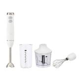 Amazon Basics 300W 4-In-1 Immersion Blender Handheld, Emulsion Blender With Blending Stick, Whisk, Chopper and Beaker, Continuous Speed Control And Turbo Mode, 5-ft Power Cord, White - Retail: $31