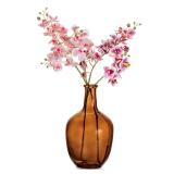 Hewory Large Amber Glass Vase for Decor 12in Tall Farmhouse Decorative Floor Vase, Round Bubble Balloon Vase Glass Jug Vases for Coffee Table Fireplace Mantel Entryway Living Room Bedroom Kitchen - Re