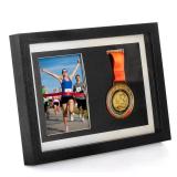 Hacaroa Medal Display Shadow Box, Single Medal and Photo Display Frame Case, Wood Marathon Medal Storage Box for Runners, All Sports Winners, Military Awards, Black - Retail: $23