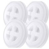 4 Pieces 5 Gallon Leak-Proof Bucket Lid Food Grade Plastic Storage Buckets Screw Seal Lids Screw Pail Lid Pet Food Storage Chicken Feeders Paint Storage Compatible with Gamma,White 12in - Retail: $8