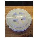 4 Pieces 5 Gallon Leak-Proof Bucket Lid Food Grade Plastic Storage Buckets Screw Seal Lids Screw Pail Lid Pet Food Storage Chicken Feeders Paint Storage Compatible with Gamma,White 12in - Retail: $8