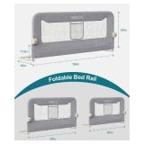 HOMEAL Bed Rail for Toddlers, 59in Swing Down Baby Bed Rail Guard, Toddler Bed Rails for King Size Beds, Twin, Full, Queen, Bed Guard Rail for Toddlers, Grey - Retail: $48