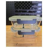 Glass Food Storage Containers with Secure Locking Lids - Retail: $15