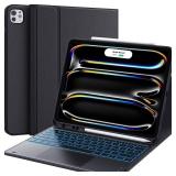 CHESONA for iPad Pro 13 Inch Case 2024 with Keyboard (M4-2024/M5-2025), Magnetic Detachable Keyboard with Backlit, 2 Wireless Channels, Touchpad and Pencil Holder, Precise Cutouts Case for iPad Pro 13