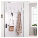 SKOLOO Over The Door Hook, Door Hanger Hooks for Hanging Clothes, Towels, Coats, Hats, Over The Door Towel Hook - White, Assembly Required - Retail: $19