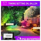 Upgraded LED Flood Light Outdoor 25W 4 Pack, DIY Color Changing Christmas Lights Outdoor Patio Floodlights with Remote, IP66 Waterproof RGB Spot Light Timing Uplights for Events Party Stage Light - Re