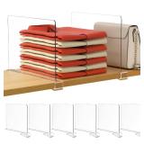 HBlife 6 Pack Closet Organizers and Storage, Clear Shelf Dividers, Vertical Purse Organizer for Closet Perfect for Sweater, Shirts, Handbags in Bedroom and Kitchen, Acrylic Bookshelf for Organization 