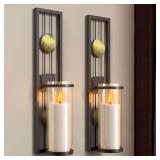 Shelving Solution Set of 2 Wall Sconce with Candle Holders, Metal Antique Bronze Style Wall Classic Home Decorations(Not Include Candle), for Living Room, Bathroom, Dining Room - Retail: $24