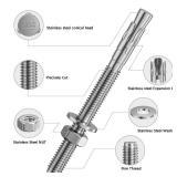 Wensilon 5Pcs 5/8x8 Inch Standard Fasteners for Heavy-Duty 304 Stainless Steel Wedge Anchors for Cement and Concrete - Retail: $50