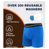 SUNCHIRI Incontinence Underwear for Men 150ML Absorbent Washable Reusable Leak Proof Cotton Protective Boxer Briefs 3 Pack (Multicolor01, Medium) - Retail: $43