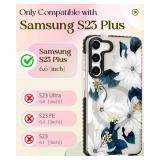 Lotadilo for Samsung Galaxy S23 Plus Case for Women - Girls Cute Design Compatible with Magsafe Magnetic Ring Holder Stand Blue Flower Phone Covers Aesthetic Girly TPU Funda for S23 Plus - Retail: $17