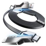 [Upgraded] Vexipia 4-in-1 Long USB C Cable 45W 10FT Lightning Cable Fast Charging Flat Nylon Braided for iPhone iPad Charger Cord[480Mbps Data Sync] Multi Charge Combo with Lightning/Type C/USB A Port