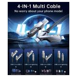 [Upgraded] Vexipia 4-in-1 Long USB C Cable 45W 10FT Lightning Cable Fast Charging Flat Nylon Braided for iPhone iPad Charger Cord[480Mbps Data Sync] Multi Charge Combo with Lightning/Type C/USB A Port