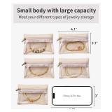 Vlando Travel Jewelry Bags,Jewelry Pouch Bag, Clear velvet zipper pockets Storage Bag Organizer Case for Women Girl Gift 6 Pcs - Retail: $8
