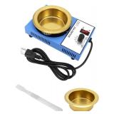 QWORK Solder Pot, 300W 110V, 100mm Soldering Bath Titanium Plate, Capacity 1500g 200-450°c,Include Extra 100mm potand Solder Paste Scraper for Welding and Soldering Bath - Retail: $21