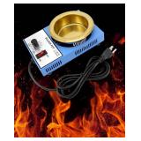 QWORK Solder Pot, 300W 110V, 100mm Soldering Bath Titanium Plate, Capacity 1500g 200-450°c,Include Extra 100mm potand Solder Paste Scraper for Welding and Soldering Bath - Retail: $21