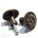 8 PCS Round Bronze Knobs Antique Drawer Handles Vintage Decorative Floral Pulls Single Hole for Cabinet Cupboard Dresser Wooden Case Jewelry Box Chest (Dia:1-1/4\, High:1\in) - Retail: $12in