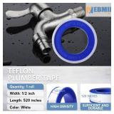 Teflon Tape,PTFE Plumbers Tape,for Sealing,Plumbing,Sealant,Thread Seal for Shower Head,Water Pipe,Prevent Leakage,(1 Roll,1/2 Inch X 520 Inches). - Retail: $4