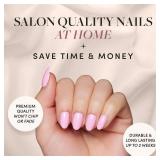 Glamnetic Press On Nails - Think Pink | Solid Opaque Light Pastel Pink Short Oval Nails, Salon Quality | 15 Sizes - 30 Nail Kit - Retail: $16