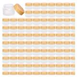 32 Pcs Glass Cosmetic Containers 5 Grams Round Frosted Cosmetic Jars with Leak proof lids Empty glass sample Jars Scrub Balm Lotions Sample Containers for Makeup Lotion Lip Balm Eye Cream - Retail: $2