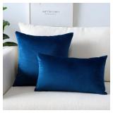 Artscope Luxury Velvet Pillow Covers Super Soft Decorative Square Throw Pillow Covers Case Cushion Covers for Sofa Couch Bedroom Car Decor 24x24 Inch Navy Blue - Retail: $10