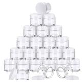 SATINIOR 24 Pieces Empty Clear Plastic Jars with Lids Round Storage Containers Wide-Mouth for Beauty Product Cosmetic Cream Lotion Liquid Butter Craft and Food (White Lid, 2 oz) - Retail: $16