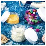 SATINIOR 24 Pieces Empty Clear Plastic Jars with Lids Round Storage Containers Wide-Mouth for Beauty Product Cosmetic Cream Lotion Liquid Butter Craft and Food (White Lid, 2 oz) - Retail: $16