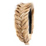 DIGUAN Wide Messy Braided Headband With Teeth Synthetic Hair Plaited Headband High Elasticity Braids Chunky Fishtail Braided Hair Band Hairpiece for Girls Women Beauty Accessory (Golden Blonde) - Reta
