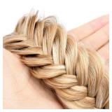 DIGUAN Wide Messy Braided Headband With Teeth Synthetic Hair Plaited Headband High Elasticity Braids Chunky Fishtail Braided Hair Band Hairpiece for Girls Women Beauty Accessory (Golden Blonde) - Reta