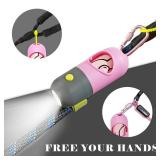 Dog Poop Bag Holder Dispenser with LED Flashlight - Night Visibility for Safe Evening Walks | Upgraded Hands-Free Leash Clip | Includes 15 Dog Waste Bags (Pink) - Retail: $9