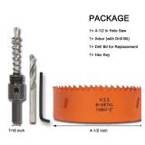 VIKITON 4.5 inch Hole Saw with Arbor for Metal Wood Plastic, 4-1/2 in Bimetal Hole Cutter for Different Project with Smooth and Flat Drilling Edge, Fast Chip Removal - Retail: $15