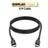 PowerBear 4K Displayport Cable (6 Feet) Ultra HD High Speed Display Port Cable for Gaming Monitor, Laptop, TV and PC | Nylon Braided Display Port 1.2 4K 60Hz, 2K 165Hz, 2K 144Hz (NOT HDMI) - Retail: