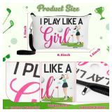 R HORSE 9Pcs Golf Makeup Bag Inspirational Gifts for Women Girls, Ladies Canvas Cosmetic Toiletry Pouch Bag Accessories Christmas Birthday Gifts for Golf Player Lover Fan - Retail: $17