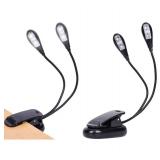 TEECOO 2 Pack Music Stand Light, Clip on Piano Light, USB and AAA Battery Operated, Eye Caring LED Book Lights, 2 Arm x 2 Brightness Levels, Ideal for Piano,Sheet Music,Guitar,Orchestra,Kids - Retail: