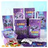 Yiaoyinnz 12Pcs Video Game Party Favor Bags Games Theme Birthday Party Decorations Neon Game On Treat Bags Gaming Night Gift Goodie Bag with Handles for Kids Boys Girls Gamer Birthday Supplies Favors 