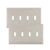 TREEWELL 2-Pack Quad Toggle Light Switch Cover Plate, 4 Gang Metal Switch Plate Covers, Brushed Nickel Pearls Decorative Wall Plate, Corrosion Resistant - Retail: $15