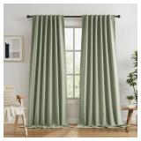 KEQIAOSUOCAI Extra Long Blackout Linen Curtains 120 Inches Long, Back Tab Loop Pocket Hook Belt Long Drapes for High Ceiling Loft Living Room 50 x 120 Inch, 10 FT Tall, 2 Panels, Sage Green - Retail: 