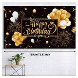 Tatuo Black and Gold Birthday Party Decorations 50 Pieces Gold Black Balloon Arch Garland Kit Happy Birthday Backdrop Banner Decorations for Kids Men Women Party Supplies Decor - Retail: $14