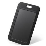 Uniclife 3 Pack Sliding ID Badge Holder Hard Black Vertical Plastic Card Case Protector Pouch with Clear Window for Office School ID Credit Cards Proximity Key Cards Drivers Licenses and Passes - Re