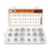 108-Piece, 18 Size, Stainless Steel Flat Washers Assortment Kit, Metal Screw Washers Set for Bolts, Industrial, Covering M3, M4, M5, M6, M8, M10, M12 - Retail: $8